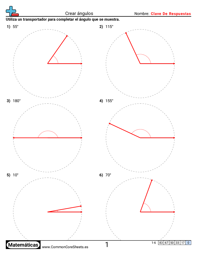 Ejercicios de ángulos - Crear ángulos worksheet