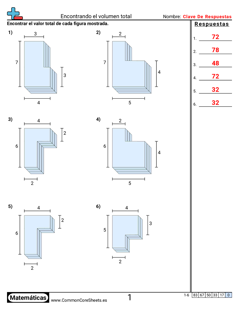 Ejercicios  de volúmenes - Encontrar volumen total worksheet