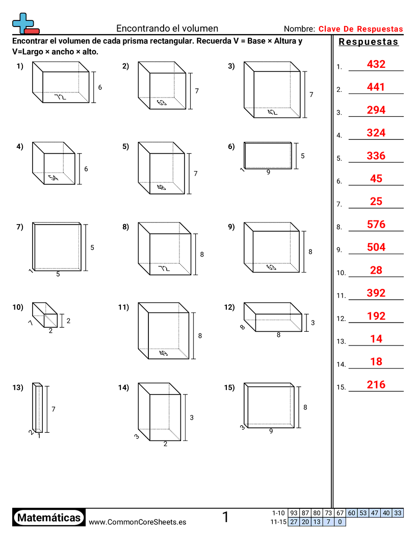 Ejercicios  de volúmenes - Encontrar volumen transparente worksheet
