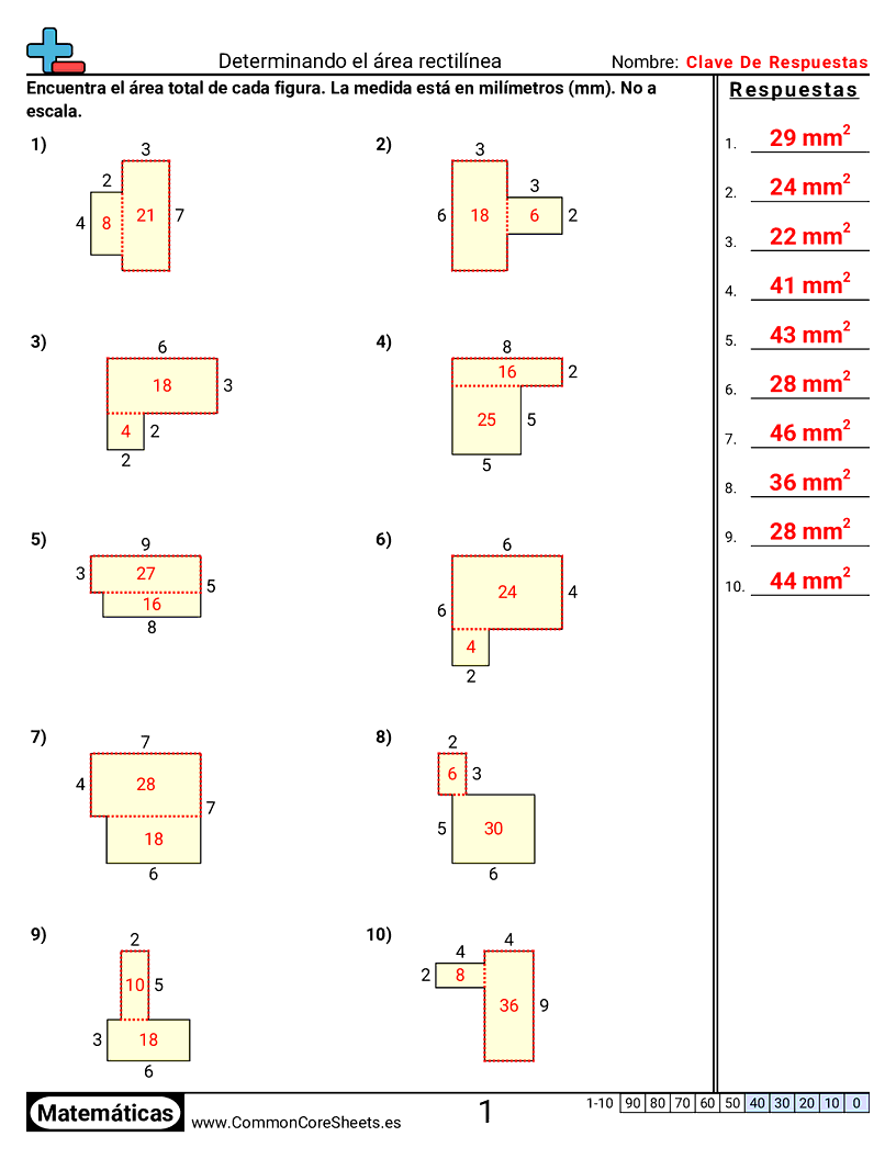 Ejercicios  área y perímetro - Área rectilínea worksheet