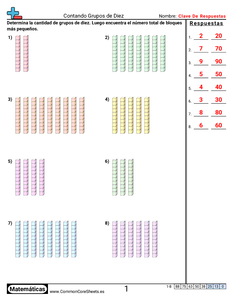 Ejercicios  de conteo - Contar grupos de diez worksheet