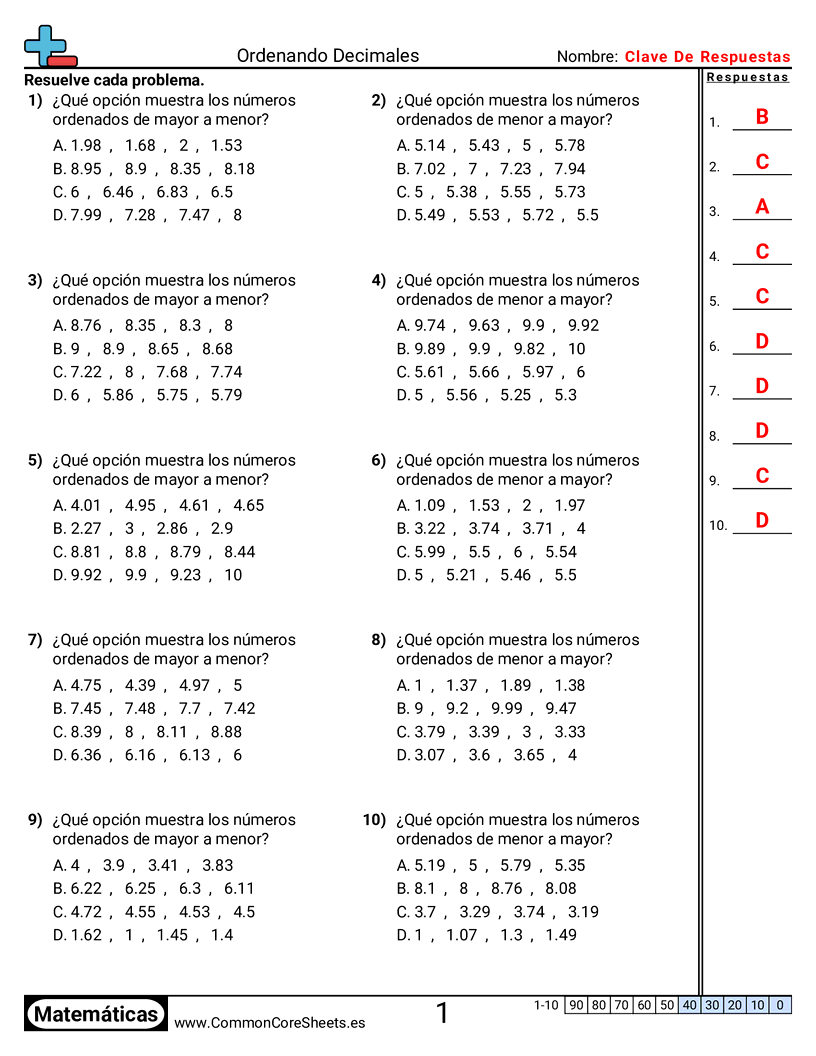 Ejercicios  de decimales  - Hasta centésimos worksheet