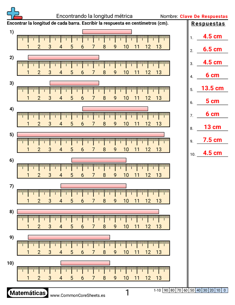 Ejercicios  de medición - Regla métrica worksheet