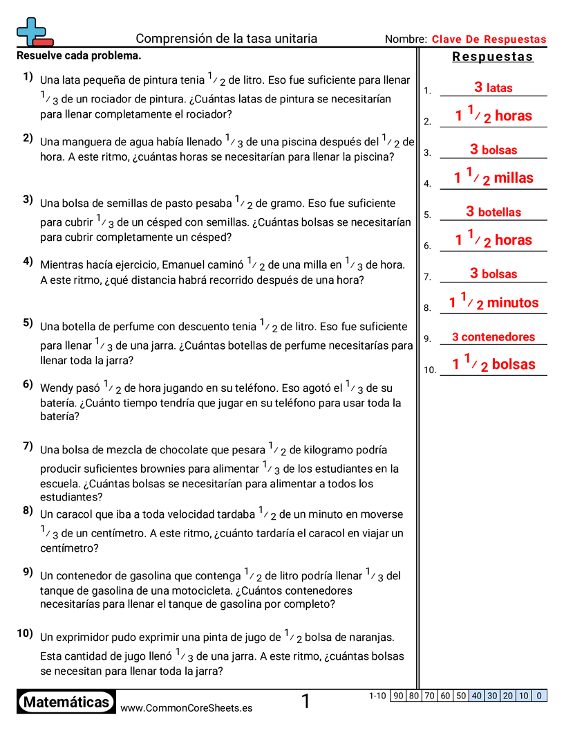 Ejercicios  de relaciones - Entender la tasa unitaria worksheet