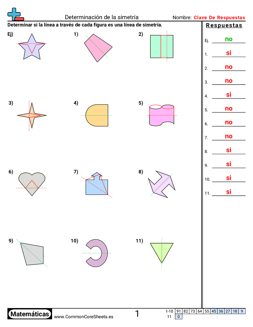 Ejercicios  de formas - Determinar simetría worksheet